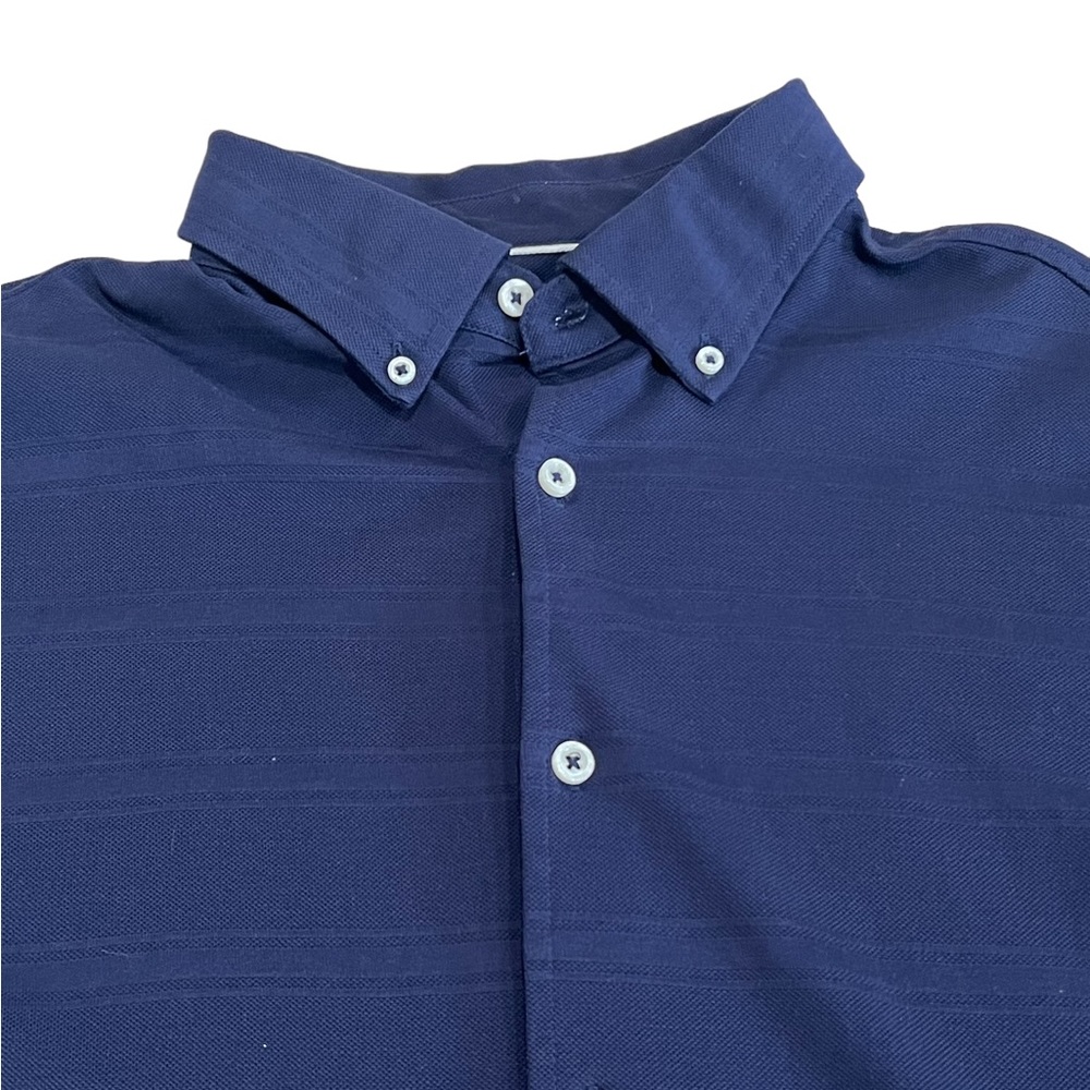 Daniel Cremieux Classic Slim Fit Pique Knit Navy Shirt Men's Large - Picture 2 of 4